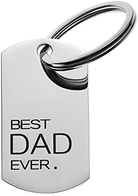 COMISAN Stainless Steel Stamped Charm Key Tag Keychain Pendant Key Ring for Family Relatives Gift (Best Dad Ever)