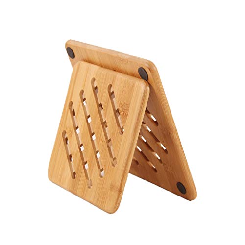 4 Pieces Trivet for Hot Dishes, Hot Pads Trivets, Solid Bamboo Wood Non-slip Heat Resistant Lattice Pad for Pot Teapot (Multi Size,2 Square 2 Round)
