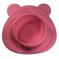 Babies Silicone Highchair Feeding Tray - Suction Bear Bowl or Car Placemat - Dinner Table BPA Free Silicon - Children, Kids, Toddlers, Infants, Baby, Pets - by Jolly Jon (Pink Bear Bowl)