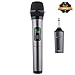 Kithouse K380D Wireless Microphone Karaoke Microphone Wireless Mic System With Rechargeable Bluetooth Receiver - Professional UHF Cordless Microphone For Karaoke Singing Church Speech(Elegant Gray)