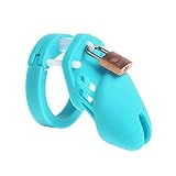Lightweight Premium Silicone Chastity Device Male Birdcage Blue Short