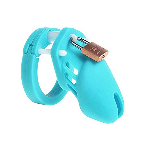 Lightweight Premium Silicone Chastity Device Male Birdcage (Blue)