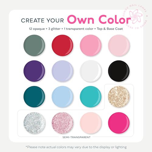SUNUV Gel Nail Polish Kit with UV Light for Nails SUN2C 16 Colors Gel Polish Sets, Base and Top Coat with 8 PCS Manicure Tools Gift for Women (SUN2CRoseAll-16ColorsUS)