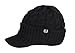 Newsboy Cable Knitted Hat with Visor Bill Winter Warm Hat for Women in Black, Charcoal, Dark Brown, Hot Pink, Red, White (Black)