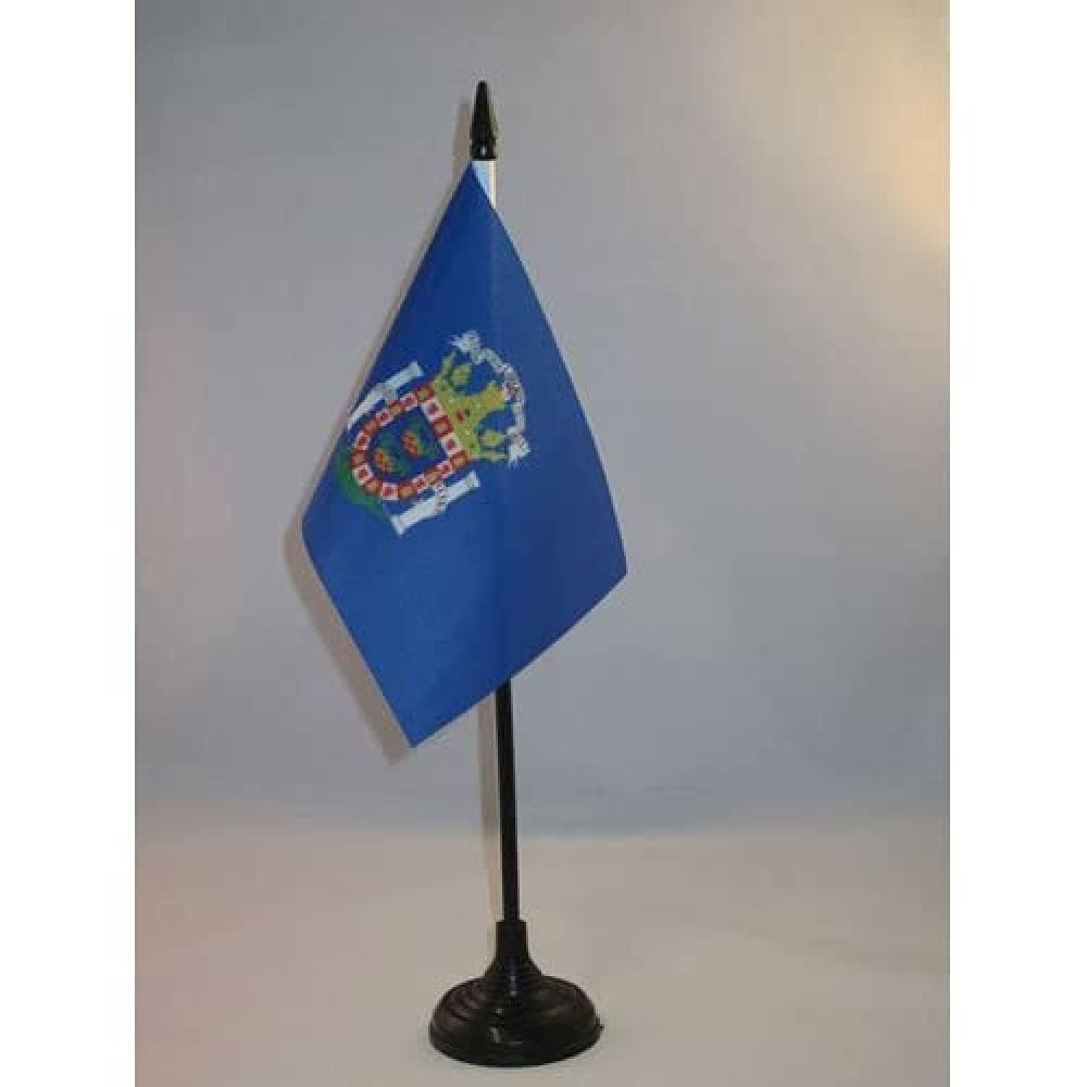 AZ FLAG - Melilla Table Flag 4'' x 6'' - Autonomous city of Melilla Office Mini Banner 100% Polyester 15 x 10 cm - Mini Desk Flag with 10'' Pole and Black Plastic Base