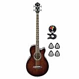 Ibanez AEB10E DVS 4 String Acoustic Electric Bass Guitar with Spruce Top and AEQ-SP2 preamp w/Onboard Tuner (Bundle) with Clip on Guitar Tuner and 4 Zorro Sounds Guitars Picks - Dark Violin Sunburst