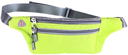 Mojing Fanny Pack Two Zipper Pocket Waterproof Running Belt Two Size Cell Phone Sport Waist (green, big)