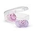 Chicco Flair Orthodontic BPA-Free Pacifier with Reusable Sterilizing Case, 2-Pack, Pink/Purple, 0-6m
