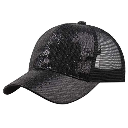 DongDong â™« Newest! Sun Caps, Unisex Ponytail Sequins Solid Shiny Messy Bun Snapback Baseball Cap