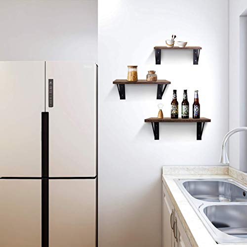 Floating Shelves Wall Mounted Floating Shelves, Display Ledge, Storage Rack for Office - Rustic Wood Wall Shelves Set for 3 Bedroom,Living Room, Kitchen Set of 3 for Bedroom