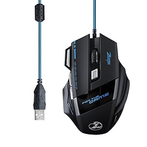 Zelotes LED光学式5500 DPI 7ボタンUSB有線ゲーミングマウス プロゲーマー用