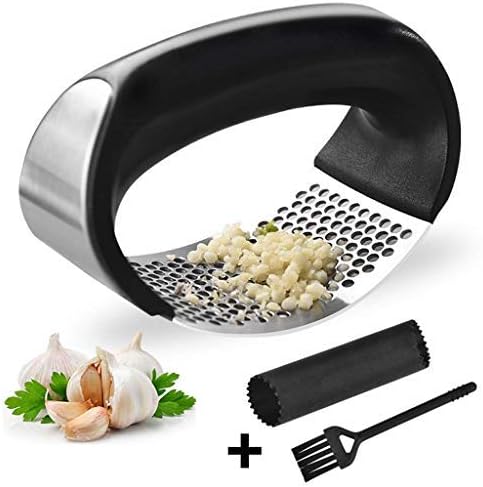 NIL KANTH - Garlic Press Rocker, Stainless Steel Garlic Mincer Chopper Ginger Crusher and Peeler Squeezer Press Kitchen Gadget with Ergonomic Handle