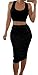 Handu Women's Patch Sleeveless Bandage Halter Strap 2 Piece Set Dress