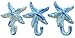 Starfish Wall Hangers Cast Iron Antique Blue - Set of 3 for Coats, Aprons, Hats, Towels, Pot Holders, More