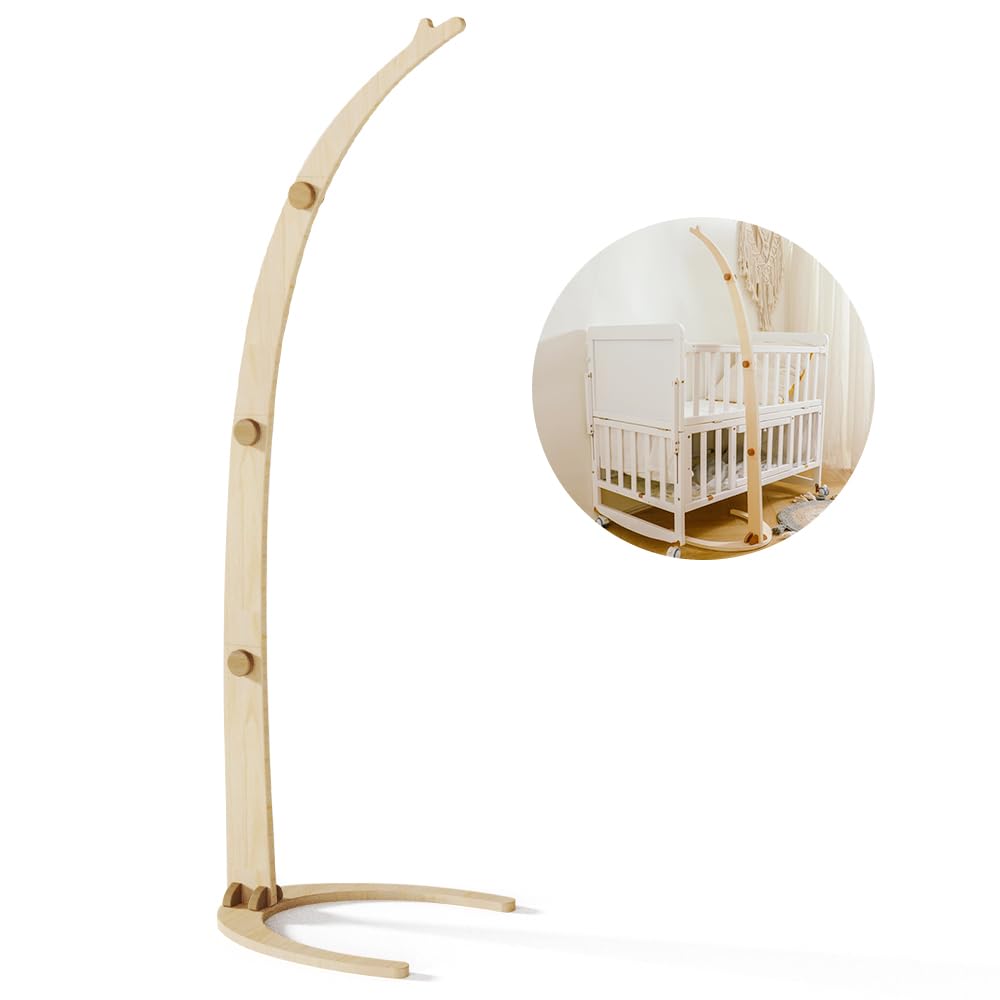 Promise Babe Baby Mobile Holder Wooden Floor Design for Baby Cot, Changing Table Baby Room DIY Wooden Mobile Holder Frame Mobile Holder for Hanging Mobile Bed Bell Wind Chime Floor Crib Holder Arm — image 1