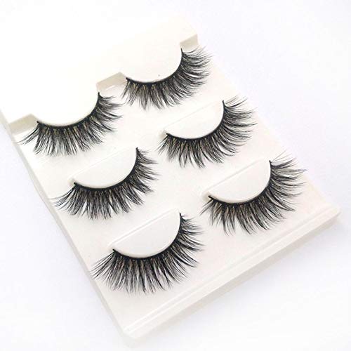 3 Pairs Handmade Real Fur False Eyelash 3D Strip Mink Lashes Thick Fake Faux Eyelashes Makeup Beauty