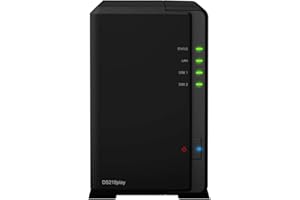 Synology DiskStation DS218play Mini Desktop NAS Server, Realtek RTD1296 Quad-Core, 1GB DDR4 RAM, 16TB HDD, DSM Software
