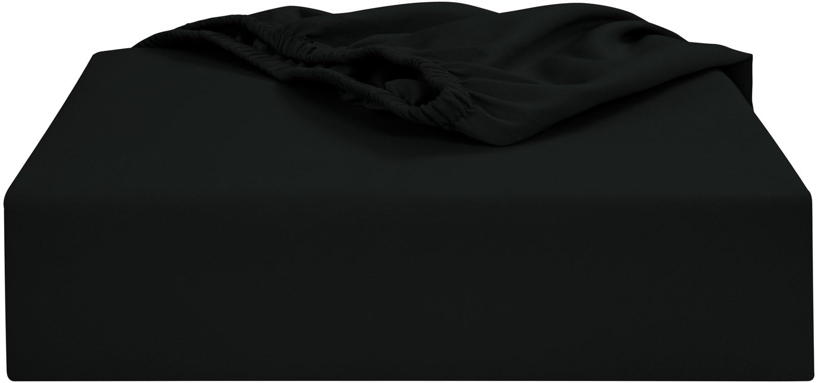 Soroor Bedding & Linen, Microfiber Double Fitted Sheet, Black Deep Pocket 12 inch Bed Sheets, Super Soft Fabric & Elastic Hem Fitted Sheets | 135 x 190 x 30 cm Double Bed Sheet — image 1