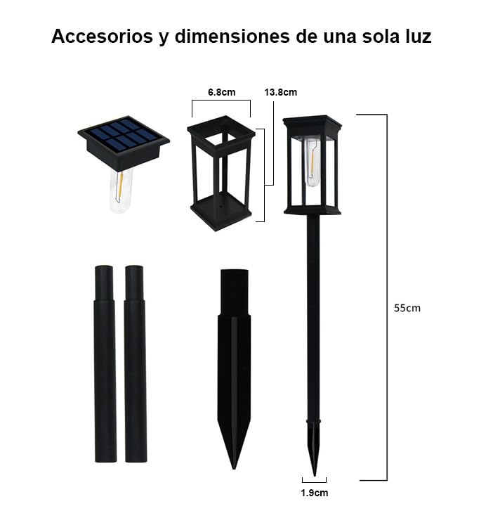 JESWO 4PCS Lamparas Solares Exterior Jardin | Automático Lámpara de Tungsteno de Alta Luminosidad, Impermeables IP65 Luces Solares para Jardin, Césped