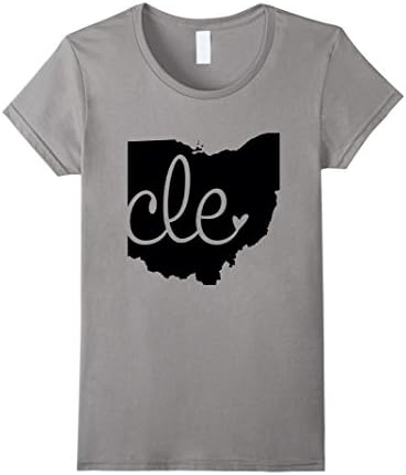 Women's Love CLE Cleveland Ohio T-Shirt Small Slate