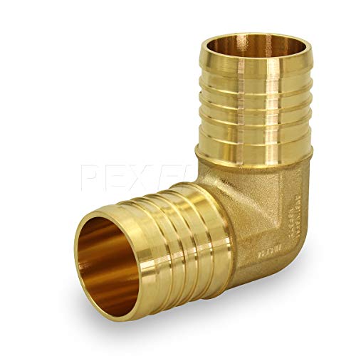 Pexflow PXLN0100-10 PEX X PEX 90 Degree Elbow Barb Pipe Fitting 1" Brass (pack of 10)