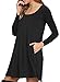 AM CLOTHES Womens Long Sleeve Casual Swing T Shirt Dresses With Pockets