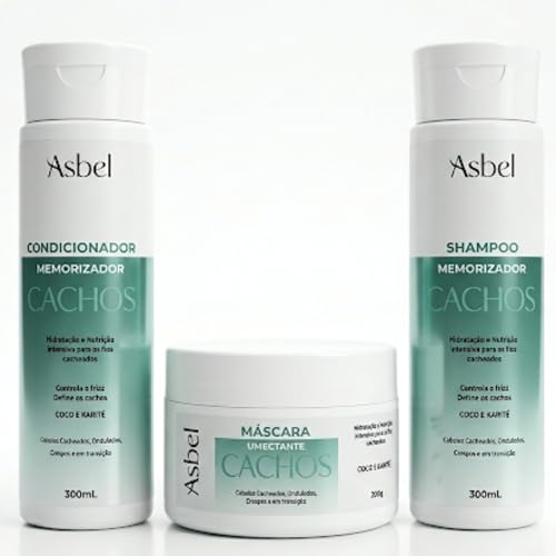 Asbel Kit Cachos Asbel Professional Shampoo, Condicionador e Máscara 300ml