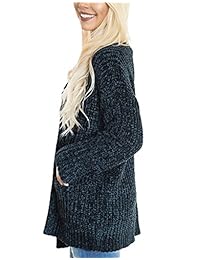 Blibea - Sudadera de manga larga con capucha para mujer, con capucha, de punto de cardigan, con botones