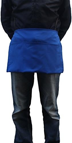 FantasyDeco Home Restaurant Half Waist Polyester Apron, 3 Pockets, Pack of 4, Navy Blue, 21x12-inch