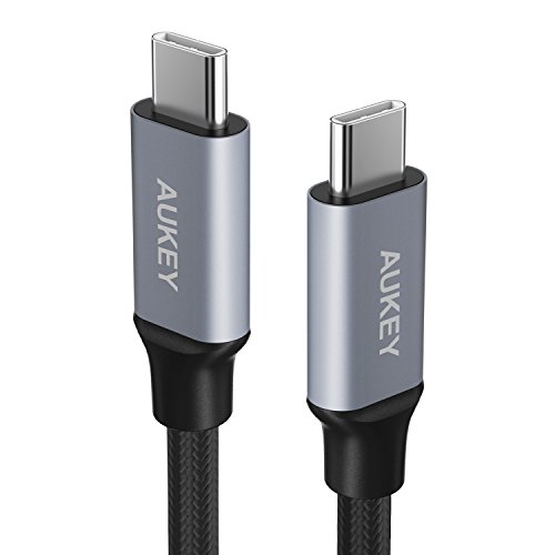 AUKEY USB C to USB C Cable 6ft, USB 2.0 Type C Cable Fast Charge Braided for Google Pixel 2/2 XL, MacBook Pro, Nintendo Switch, Samsung S8/S8+