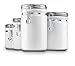 Anchor Hocking 4-Piece Ceramic Canister Set with Clamp Top Lid, White