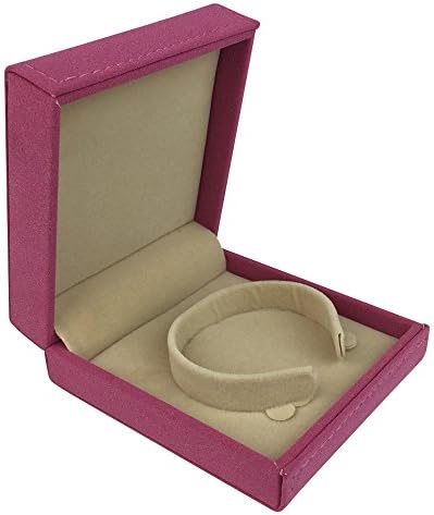 ShiGuDongLai Pink PU leather jewelry box jewelry collection box display clamshell design gift box (Bangle box)