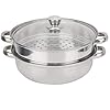 Stoompan, 2-laags stoompan 2-laags roestvrij stalen stoompan kookgerei kookgerei dubbele kooksoep stoompan 27 cm