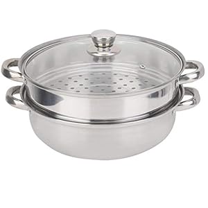 Stoompan, 2-laags stoompan 2-laags roestvrij stalen stoompan kookgerei kookgerei dubbele kooksoep stoompan 27 cm