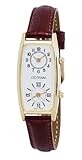 Gotham Women's Gold-Tone Dual Time Zone Leather Strap Watch # GWC15093GB