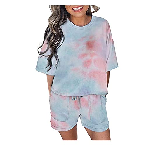 Hami House Womens Nightwear Pajama Sets Womens Tie Dye Printed Pjs