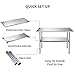 Stainless Steel Prep Table - 48x24 Inches Commercial Work Table Food Metal Table Heavy Duty Kitchen Garage Worktables and Workstations Sandwich Top with 4 Caster Wheels