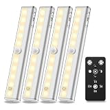 Anbock Under Cabinet Lighting Remote Control Wireless LED Closets Light Battery Operated with Timer & Touch Switch Dimmable Stick on Anywhere for Kitchen Under Counter Entryway Warm White 3000K 4 Pack