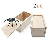 GOLF 2 Pack Spider Prank Box,Wooden Surprise Scary Spider Box ,Handmade Fun Practical Surprise Hilarious Joke Boxes