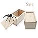 GOLF 2 Pack Spider Prank Box,Wooden Surprise Scary Spider Box ,Handmade Fun Practical Surprise Hilarious Joke Boxes