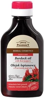 Natural Burdock-Root Oil with Red Peppers For Hair & Scalp- Stimulates Hair Growth, Strength, Health and Thickness - 100ml by Green Pharmacy Cosmetics