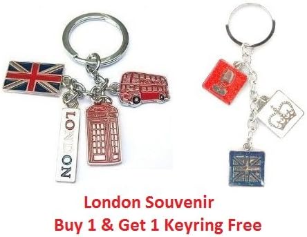 Union Jack Flag London Bus Phone Booth England Handbag Charm Souvenier Keyring - KeyChain - I Love London Keychain - London Souvenir Keychain