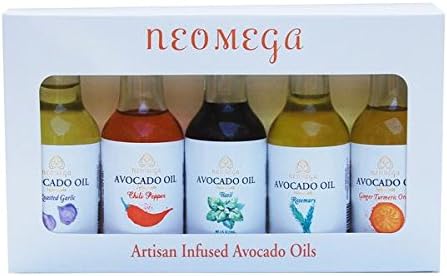 Gift Pack of Five Infused Avocado Oils: Rosemary, Basil, Chili, Ginger-Turmeric-Orange, Roasted Garlic 2 oz each