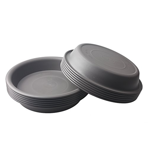 BangQiao 12 Pack 7.00 Inch Plastic Round Plant Pot Saucer Drip Tray for Indoor and Outdoor Plants, Gray