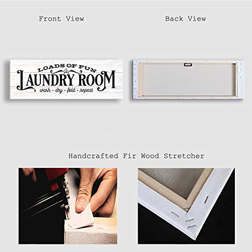 Kas Home Vintage Laundry Room Sign Canvas Wall Art Rustic Laundry