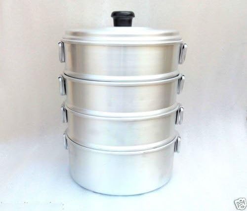 Zmatoo Chef Catering Aluminum Steamer Big Size 9.50 Inch Chef Cooking Steamer Oil Free Steamer 3 Strainer And One Bowl