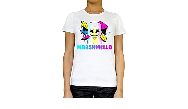 Marshmello Figure Camiseta de Mujer Blanco Gris Negro: Amazon.es: Ropa y accesorios