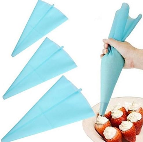 Silicone Pastry Bag，3 Sizes Reusable Icing Piping Bag Baking Cookie Cake Decorating Bag
