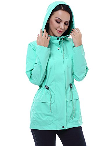 Vessos Womens Hooded Waterproof Active Outdoor Rain Jacket Windbreaker Blue Medium - Thumbnail 3