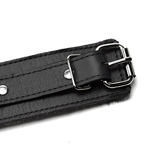 VP Leather Full Grain Leather Handcuffs Leg Cuffs (Royal Black, Ankle)